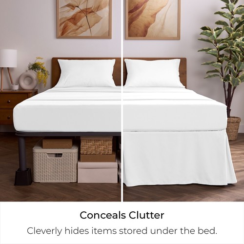 Mellanni Bed Skirt 15-Inch Tailored Drop Pleated Bed Frame and Box Spring Cover - Picture 11 of 92