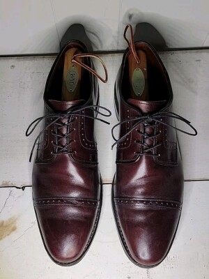 Men's Allen Edmonds Burgundy Clifton Cap Toe Oxfords Shoes Size