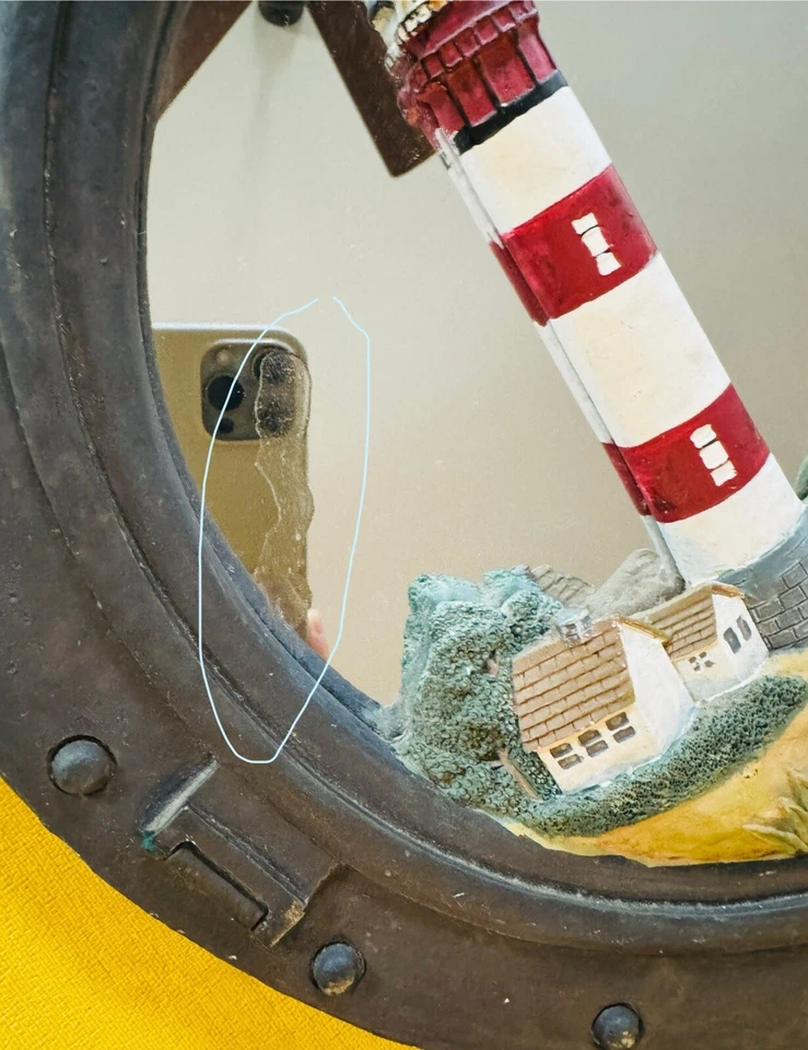 Espejo Faro Isla Náutica Bahía Puerto Océano Decoración Elevado Pesado 14" x 14"  Foto 2 de 3