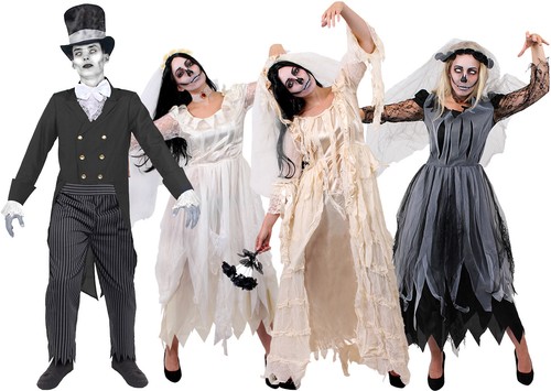 COPPIE Costume Di Halloween Uomo Donna La sposa cadavere Sposo Morto  Fantasma Costume | eBay