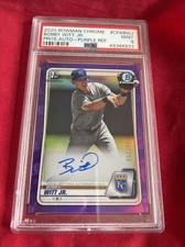 2020 Bowman Chrome Bobby Witt Jr. Auto Rookie Purple Refractor PSA 9/10 #40/250