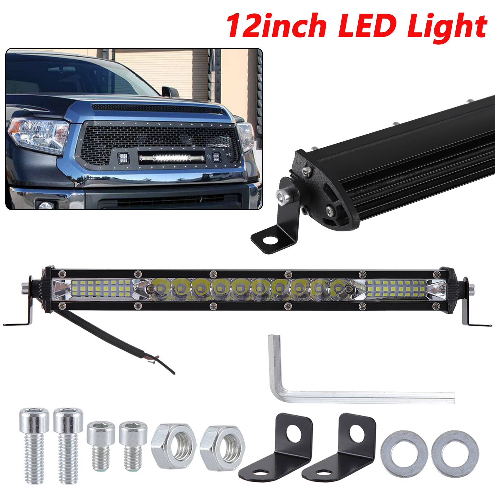For Truck SUV ATV 4WD Jeep Offroad 12inch LED Light Bar Spot Flood Combo Driving