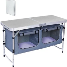 Camping Table, Folding Table, Camping Table with Storage, Storage Kitchen Table