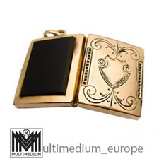 Biedermeier Doublé Onyx Medaillon Anhänger Antik locket pendant
