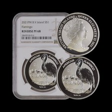 BRITISH VIRGIN ISLANDS. 2021, Dollar, Silver - NGC PF68 - American Flamingo