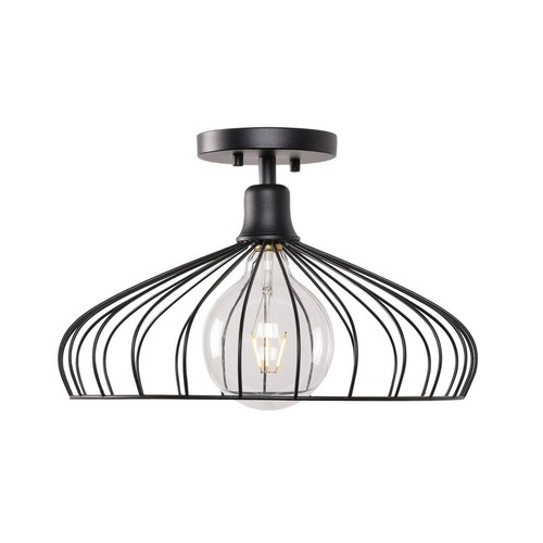 Cagney 1 Light Semi Flush Mount Ceiling Light in Black by Kenroy Home - 第 1/6 張圖片
