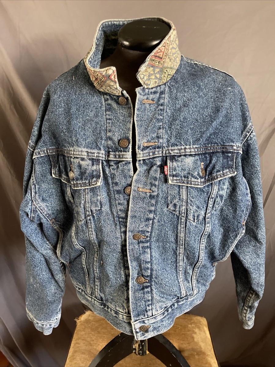 Vintage Levi's Denim Jacket Made in USA Stonewashed Flannel Lined