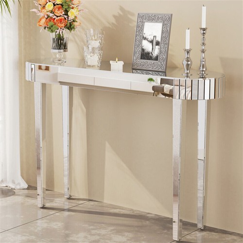Splendid Large Mirrored Console Table Silver Entryway Hall Table Home Vase Desk - Picture 12 of 12