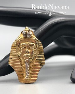 Authentic Vintage Egyptian King Tutankhamun Gold Plated Necklace Pendant