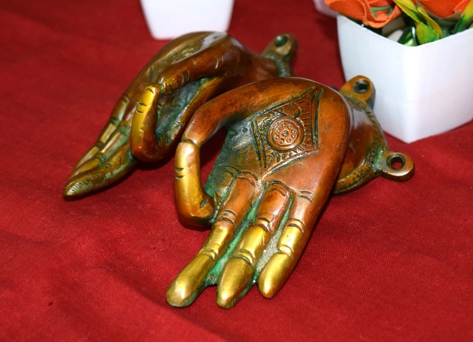 Women Hand Door Knob Set Of 02 Pieces Brass Dancing Girl Hand Design Pull EK245 - Image 2 of 4