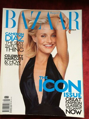 HARPER'S BAZAAR Australia August-2002 CAMERON DIAZ Thora Birch Olivier Martinez