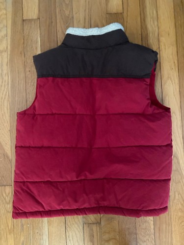 Gymboree Boys Red Brown Sherpa Fleece Collar Lined Puffer Vest Size 10-12 - Picture 11 of 11