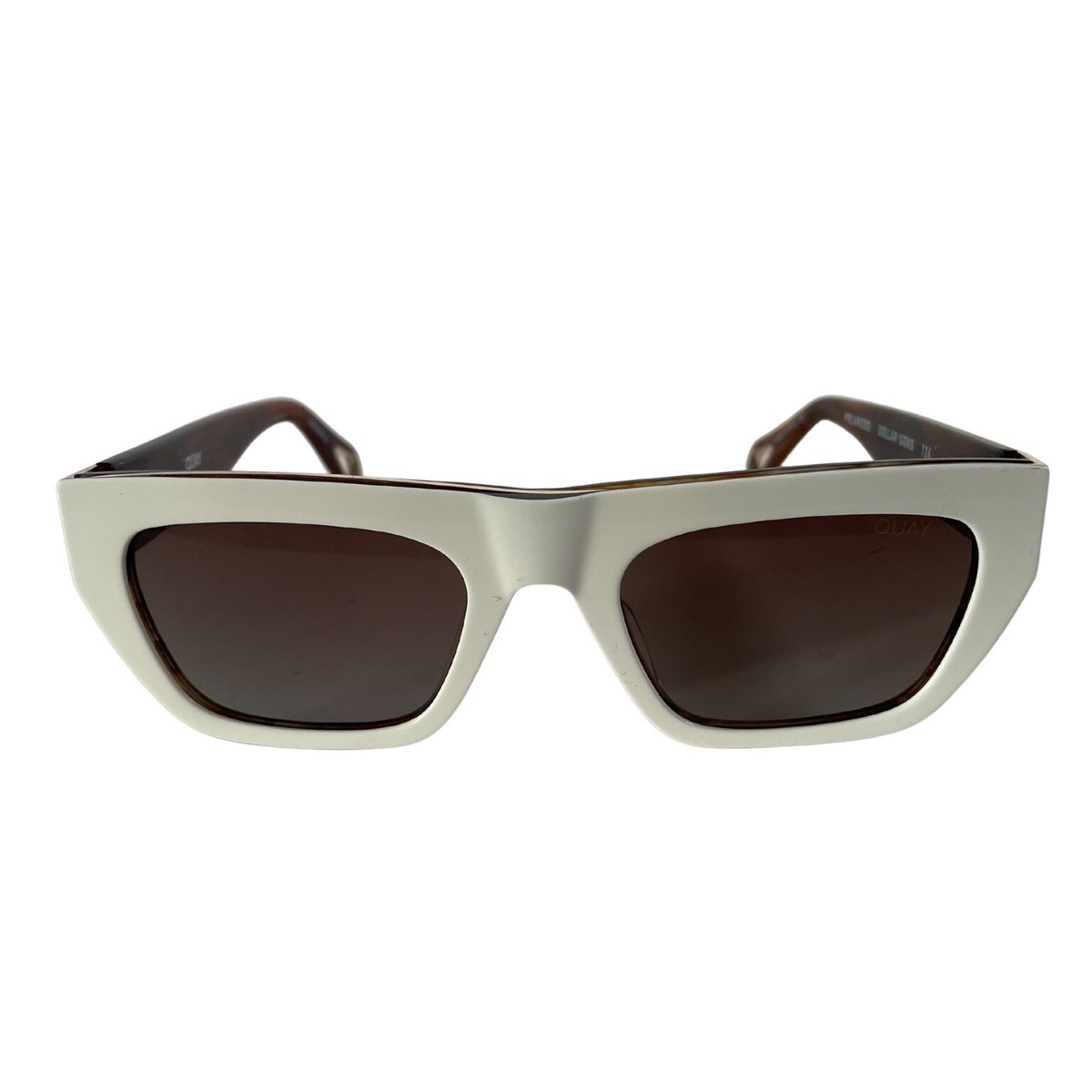 Quay Australia Dollar Signs Sunglasses Polarized Cream Tortoise Gold Quay Australia Dollar Signs Narrow Sunglasses White/Brown  main image 4