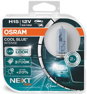 OSRAM H15 COOL BLUE INTENSE NEXT GEN +100% mehr Helligkeit PGJ23t-1 DUO 2 Stück