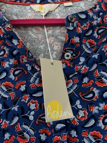 Boden Size 22 Blue Red Paisley Midi Shirt Dress, New - Picture 7 of 8