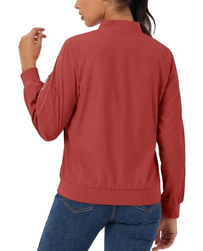 Women's Casual Lightweight Bomber Jackets Full Zip Windbreaker Hiking Outerwear - Picture 91 of 103