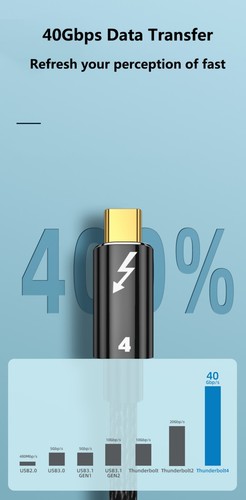 USB 4 Type C TO USB C Power Charging charger Cable 40Gbps 8K 60Hz Thunderbolt 4 - Picture 4 of 12