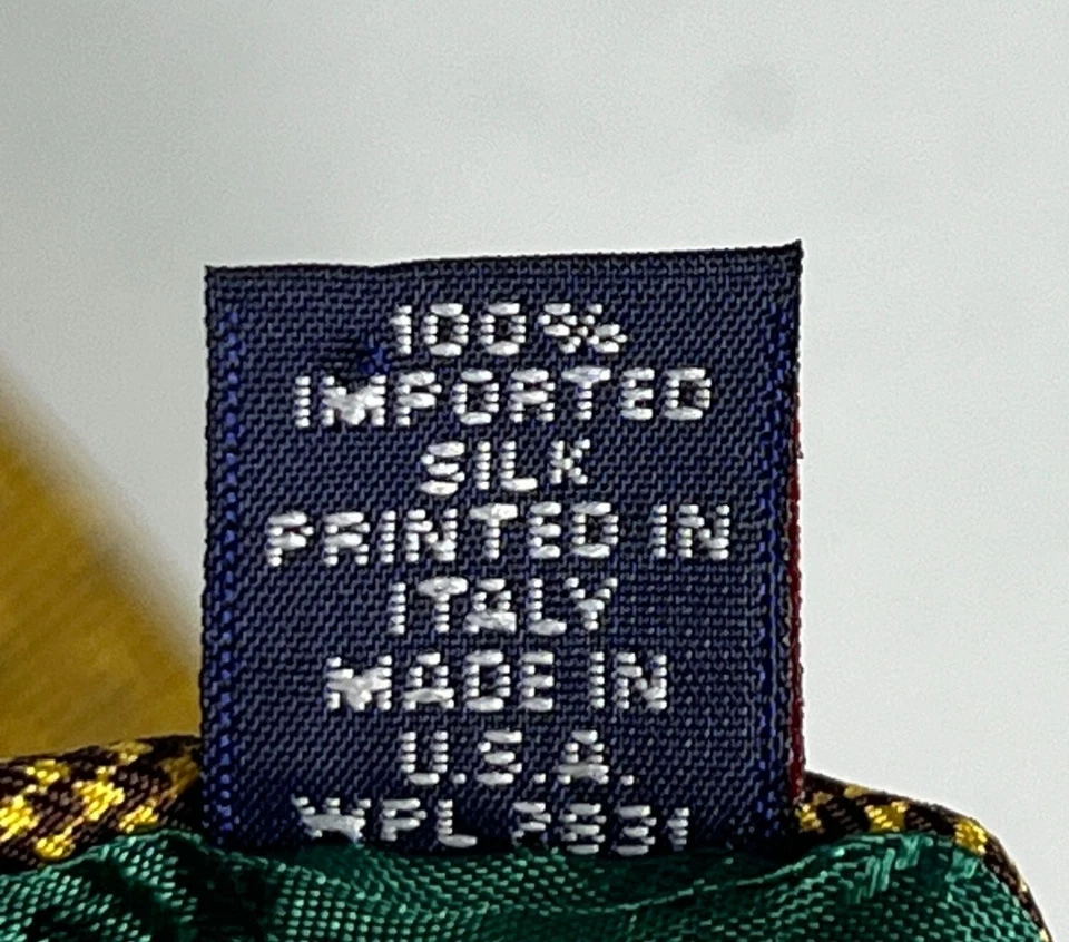 Corbata de seda Tommy Hilfiger para hombre 58,5" amarillo marrón azul patrón de pata de gallo Foto 4 de 4