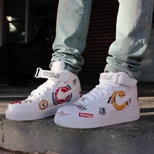 New Arrival Supreme x Nike Air Force 1 High Midâ07 AQ8017-100 White/White Sneakers Hot Sale 