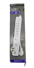 Commercial Electric 1007 533 258 Surge Protector w USB 7 Outlet White 6' Cord