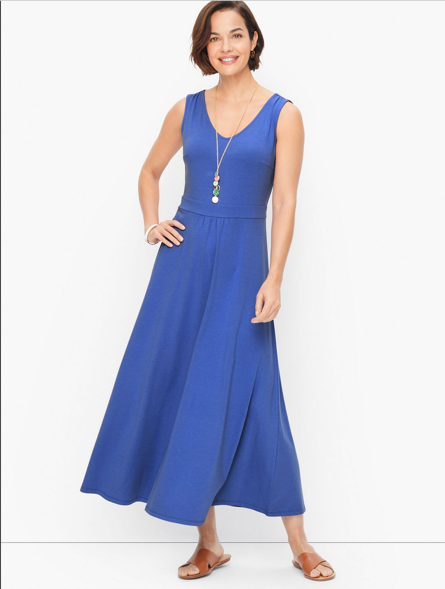 TALBOTS WOMEN'S BLUISH SLEEVELESS SOLID KNIT JESREY MAXI DRESS PLUS Sz 2X |  eBay