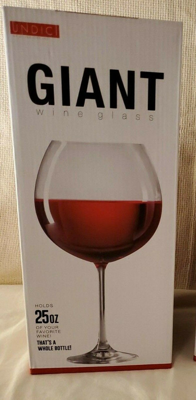 NEW GIANT WINE GLASS 25 oz. RARE 🍷 UNDICI Brand -Original Boxed WHOLESALE
