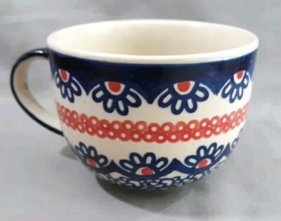 Manufaktura Pottery Daisy 16oz Latte Mug HP Stoneware Boleslawiec Poland