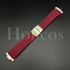 Replacement Burgundy Rubber Watch Strap Fits for Tissot PRX Clasp and Adapter
