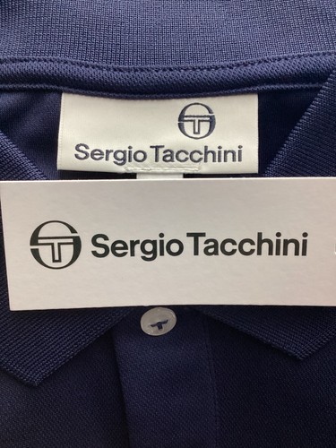 SERGIO TACCHINI MC MONTE CARLO POLO SHIRT MENS BLUE WHITE TENNIS TEE RRP £140 AD - 第 6/6 張圖片