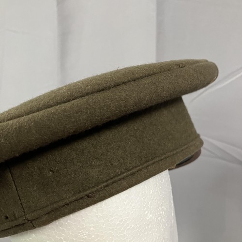 Vintage US Army Hat Cap Fitted Mens 7 1/8 Olive Wool Military Visor WW2 1940s - Picture 9 of 16