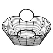 Iron Hollow Storage Basket Tall Blanket Metal Wire Mesh Steel with Handles
