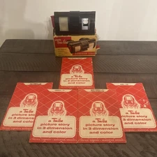 VINTAGE 1950's TRU-VUE FILM SLIDE CARD VIEWER + 5 Slide- Disney Classics! Read!!