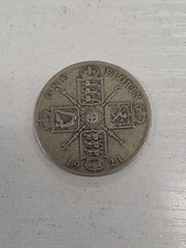 1921 One Florin England Great Britain Silver Coin Detail .500 Silver NG726-375