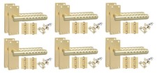 Door Handle Set Honeycomb Cut with Latch and Hinges Satin Brass
