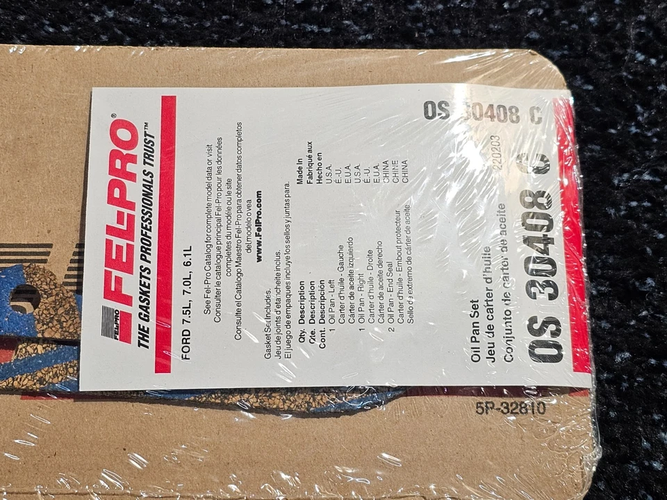 Junta da panela de óleo do motor Fel-Pro OS30408C para 1968-1989 Ford 429 460 V8 - Imagem 3 de 4
