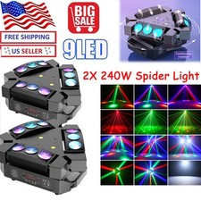 2X 240W Spider Moving Head Light RGB 9LED Stage DJ Beam Light DMX Sound Activate