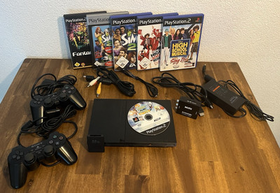 Sony PlayStation 2 Slim SCPH-75004 PS2 Slim 2x Controller 6x Spiele