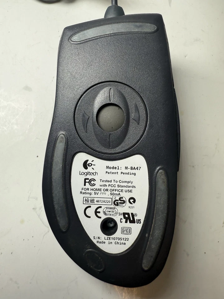 Dell Logitech M-BA47 Ergonomic Wired Scroll Wheel Black Mouse USB Tested Works - Image 4 of 4