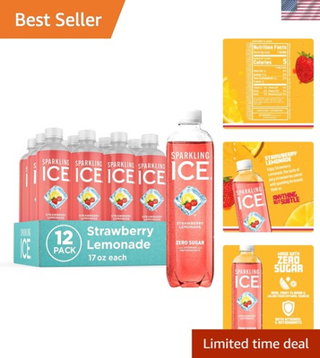 #ad Refreshing Strawberry Lemonade Sparkling Water Zero Sugar Low Cal 12 Bottles $21.59