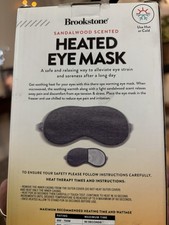 Brookstone Heated Aroma Eye Mask Sandalwood Scent Hot  Cold Relief