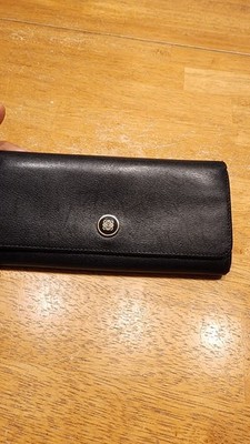black leather Loewe Anagram long wallet  iconic anagram logo on a snap button