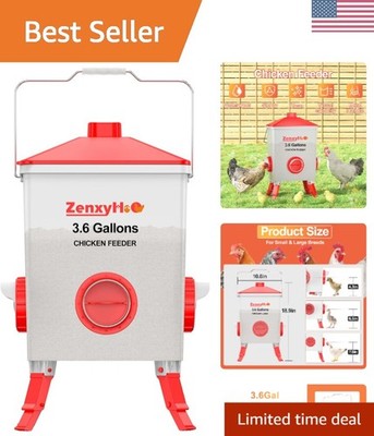 Portable Chicken Feeder with Anti-Roost Design and Easy Assembly   3.6 Gal