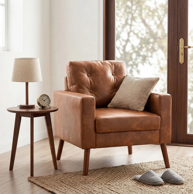 Dayalane London PU Leather Lounge Chair, Brown
