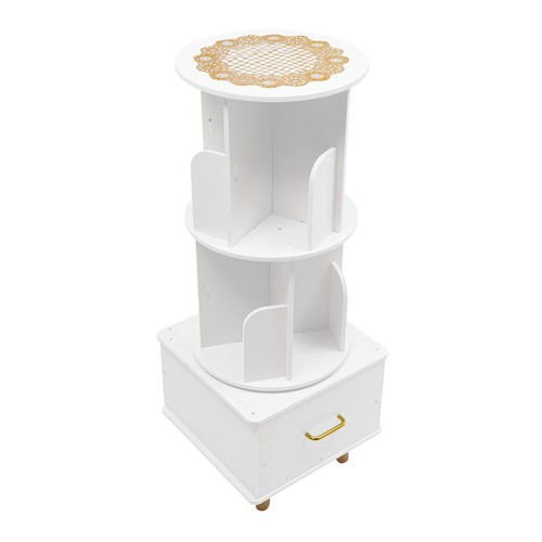 White 3 Tiers Bookshelf Display Rack Bookcase Storage Organizer(15.75*15.12In) - Picture 10 of 23