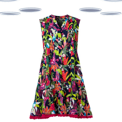 Ex Joe Browns Tropical Print Baumwolle Tunika Ärmellos Mehrfarbig Sommer Top