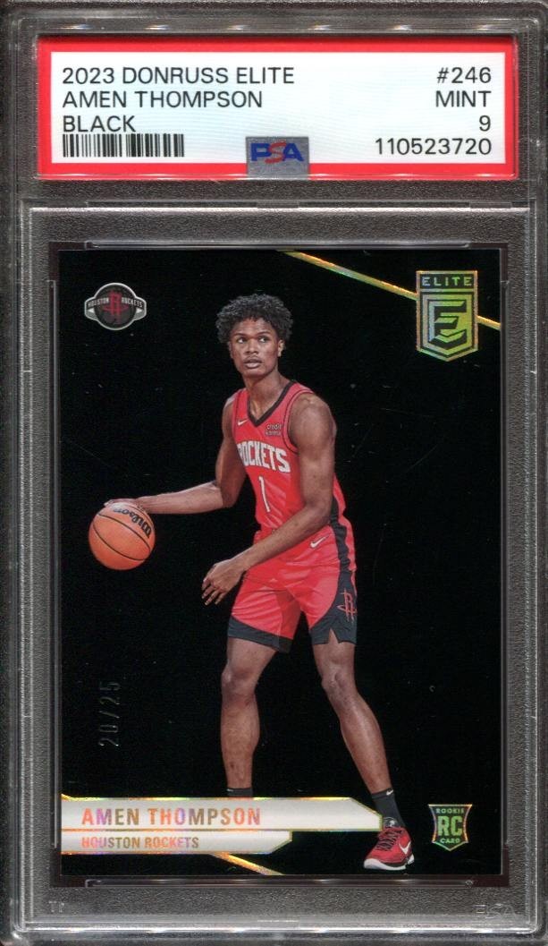 2023 Amen Thompson Rookie Card Donruss Elite Black /25 #246 Rockets PSA 9