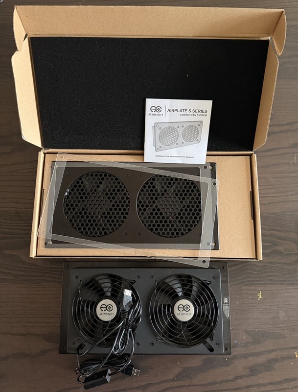 2x AC Infinity AIRPLATE 7 S7 Quiet Fans USB AI-CFD120BA/AI-APT7 Cabinet Cooling