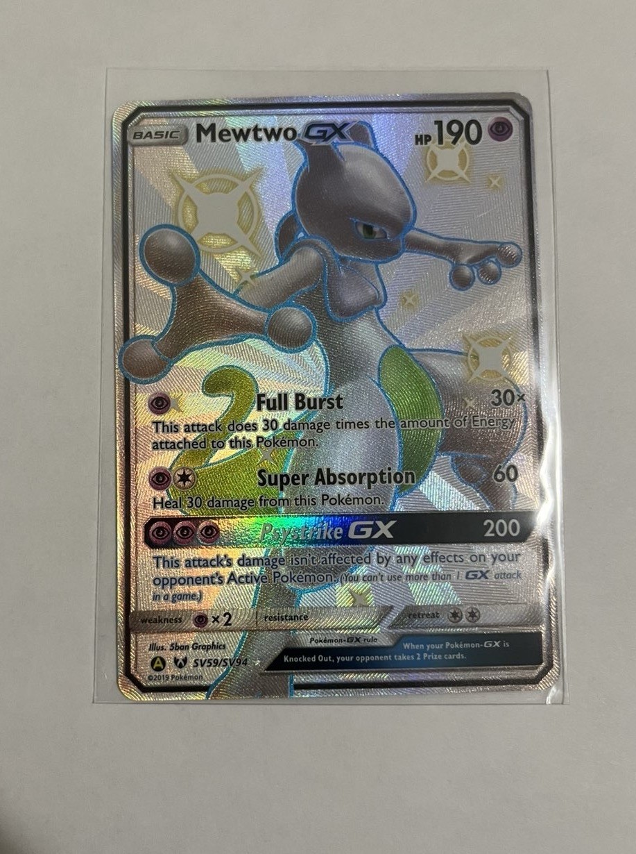 Pokemon Mewtwo GX Full Art Shiny SV59/SV94 Hidden Fates NM