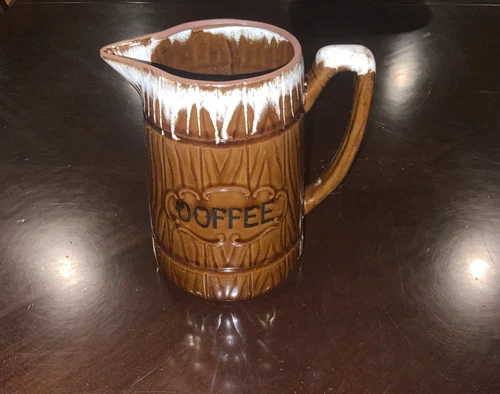  Vintage Woodgrain Ceramic Coffee Pitcher - Royal Sealy Brand -Made In Japan