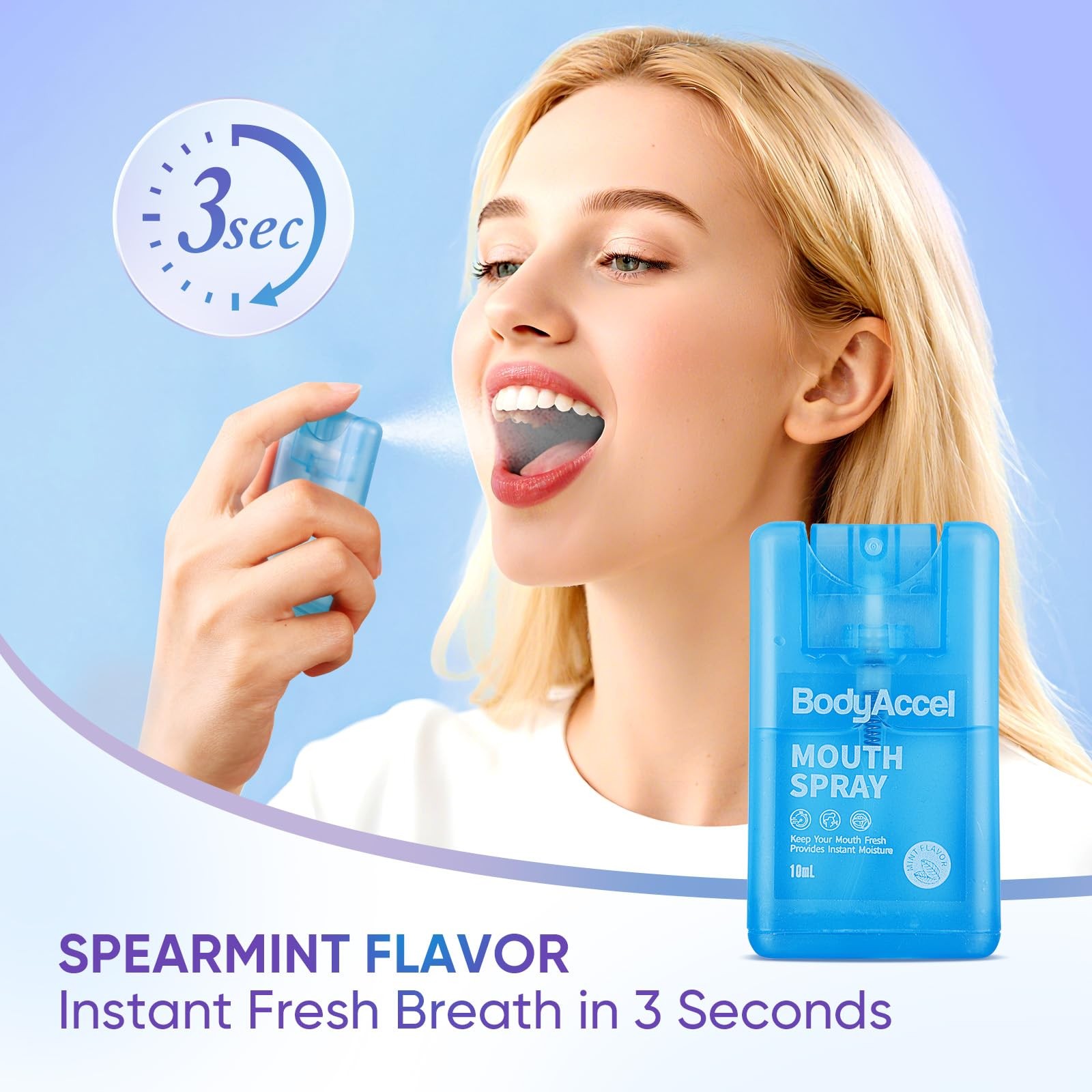 BodyAccel Dry Mouth Spray, Breath Spray for Bad Breath, Portable Mint Mouth S...